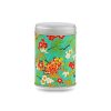 boîte à thé Yatsumi 50 g washi turquoise motif sakura et pins, couvercle argenté