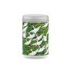 boîte à thé Seicho 50 g washi vert motif grues blanches, couvercle argenté