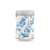 boîte à thé Hidaka 50 g washi ivoire motif branches de cerisier bleues, couvercle argenté