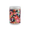 H-011-petite-boite-the-washi-tamano-1 boîte à thé Tamano 50 g washi bleu nuit fleurs multicolores dorées, couvercle argenté
