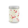 boîte à thé Yanai 50 g washi bleu pâle motif sakura blanches touches rouges, couvercle argenté