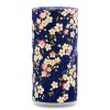 boîte à thé traditionnelle Soshino 150 g washi bleu nuit motif sakura blancs et roses, couvercle décoré