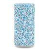 boîte à thé traditionnelle Uchiko 150 g washi bleu clair motif fleurs rouges, couvercle décoré