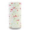 boîte à thé traditionnelle Yanai 150 g washi bleu pâle motif fleurs blanches touches rouges, couvercle décoré