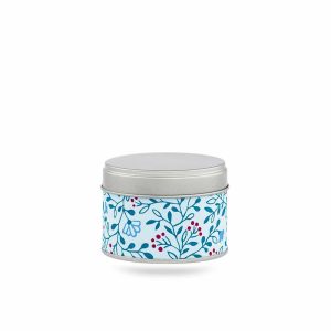 boîte à thé Uchiko 20 g voyage washi clair motif fleurs rouges, couvercle argenté