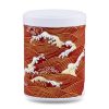 W-229-boite-the-washi-gobo boîte à thé empilable Gobo 100 g washi rouge motif vagues blanches et dorées, couvercle blanc