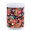 boîte à thé empilable Tamano 100 g washi bleu nuit motif fleurs multicolores, couvercle blanc
