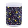 boîte à thé empilable Imabari 100 g washi bleu nuit motif fleurs jaunes et baies rouges, couvercle blanc