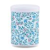 boîte à thé empilable Uchiko 100 g washi bleu clair motif fleurs rouges, couvercle blanc