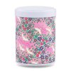 boîte à thé empilable Masuda 100 g washi rose motif grues blanches et fleurs violettes, couvercle blanc