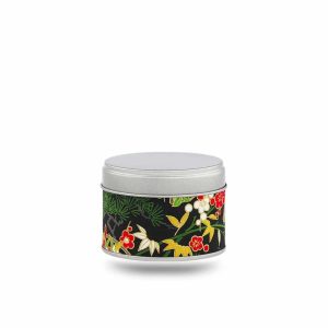 Boite à thé de voyage noire avec fleurs stylisées