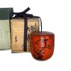 Natsume laqué rouge avec un motif de pruniers sous la lune