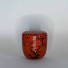Natsume laqué rouge avec un motif de pruniers sous la lune
