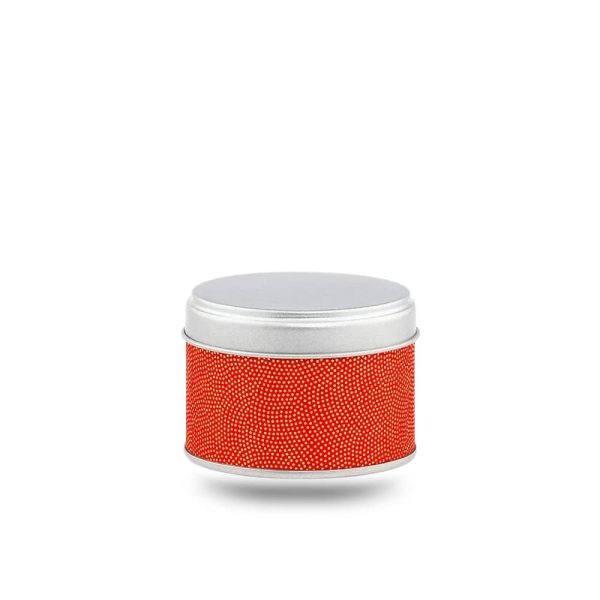 Boite à thé de voyage orange vif avec points dorés