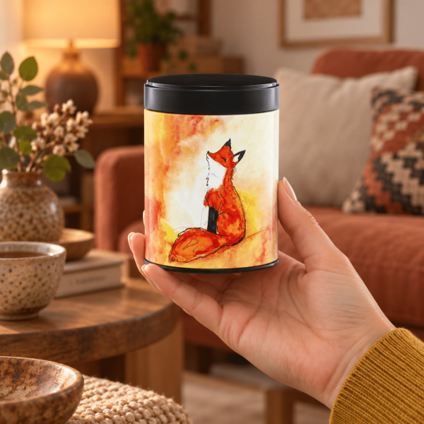 Boîte à thé illustrée empilable – Renard d’or