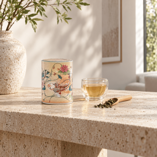 Boîte à thé illustrée traditionnelle – Jardin d’eau