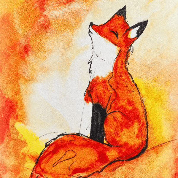 Boîte à thé illustrée traditionnelle – Renard d’or